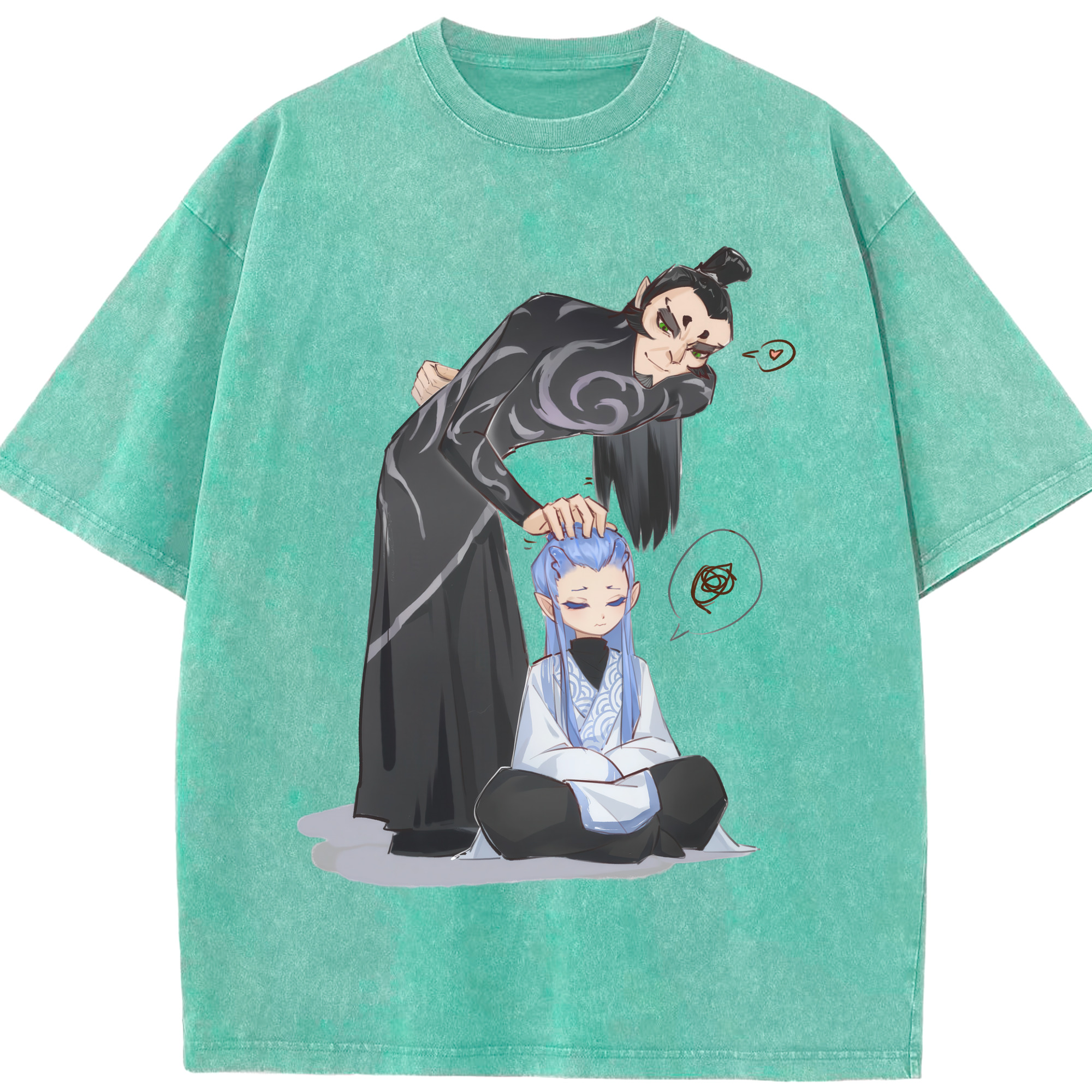 （画像用） Ne Zha 2 ナタ 魔童の大暴れ 綿100% ヴィンテージ風 半袖Tシャツ（フロントプリント）